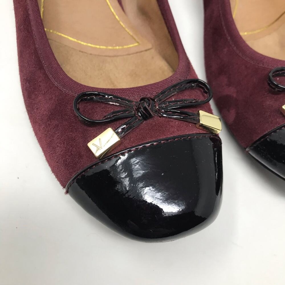 Vionic Daphne Suede Patent Block Heel Bow Low Pump Shoes Merlot Black Burgundy 8 - Picture 5 of 13